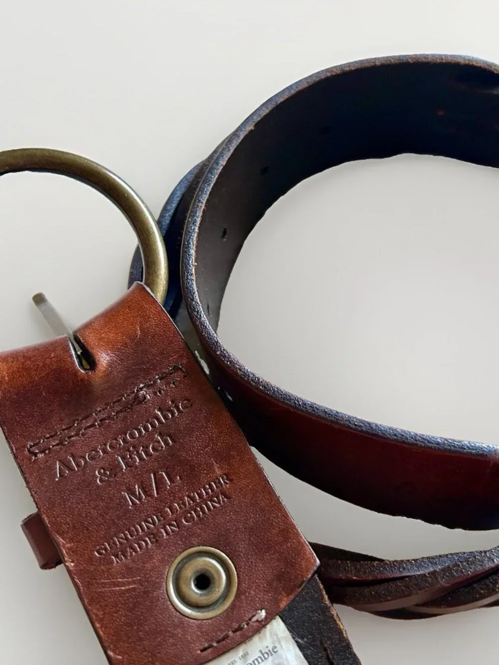 Vintage Abercrombie & Fitch Braided Leather Belt M/L Y2K Boho Distressed Brown